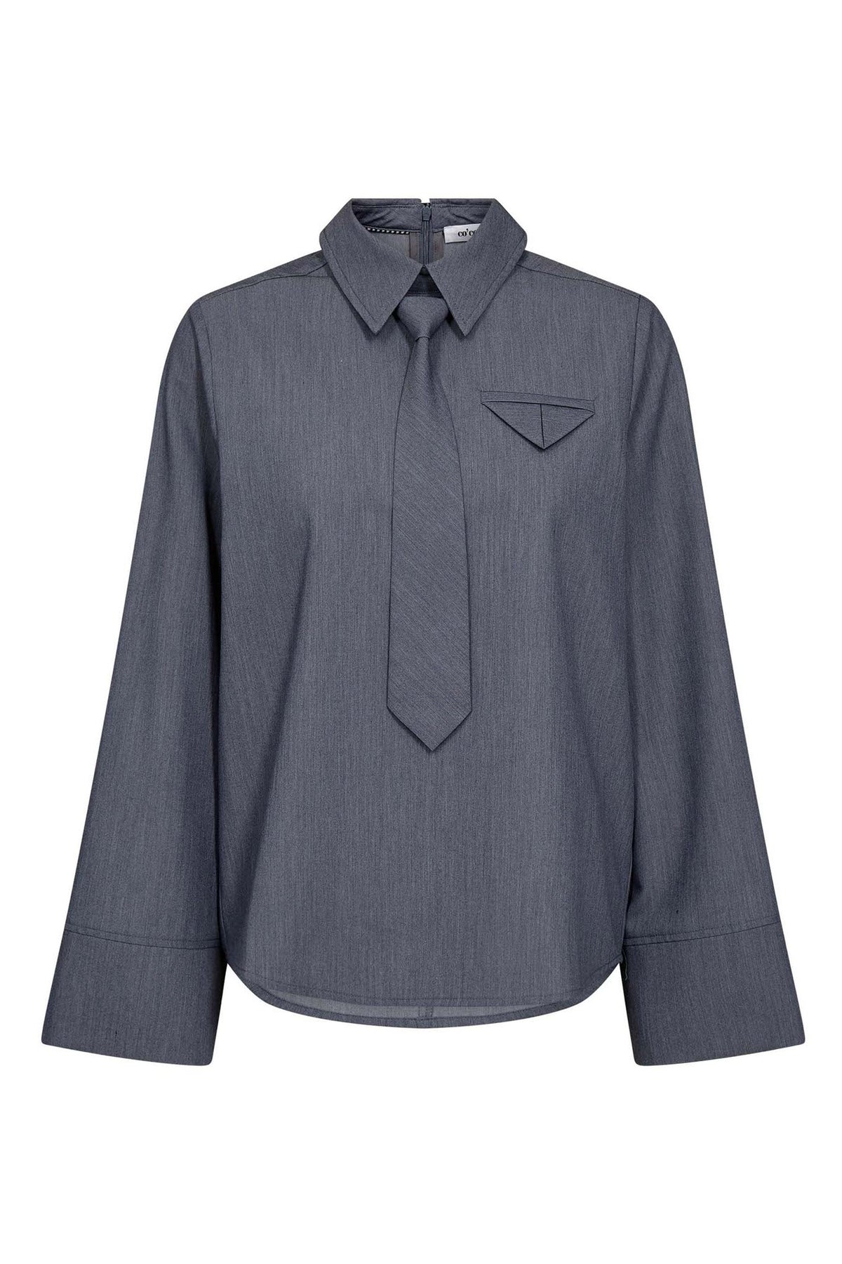 TengaCC Tie Blouse 586-Dusty Blue - 45044