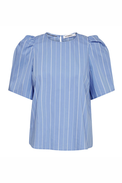 TeranCC Stripe SS Blouse 23-Pale Blue - 45076 Thumbnail