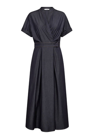 TerryCC Wrap SS Klänning 40007-Navy - 500423