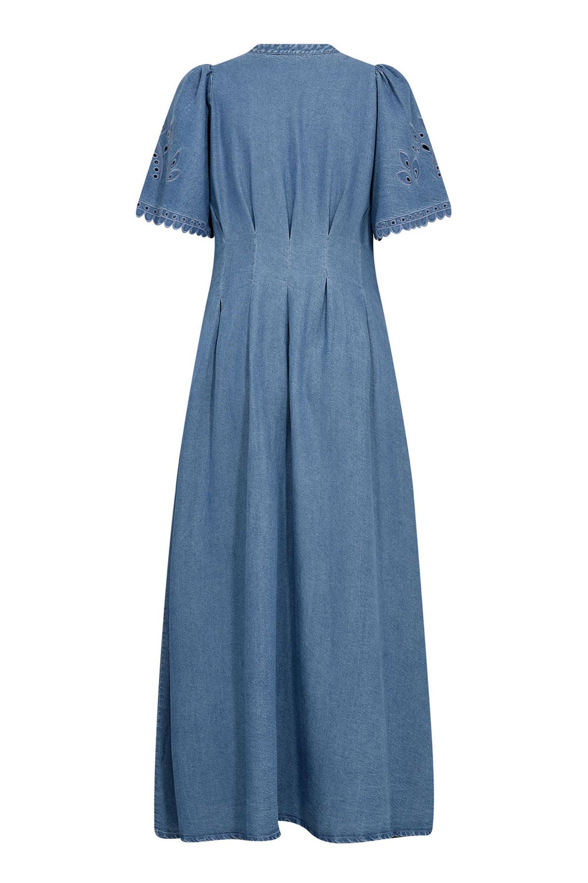 TillyCC Emb Pleat Dress 552-Denimblå - 46036