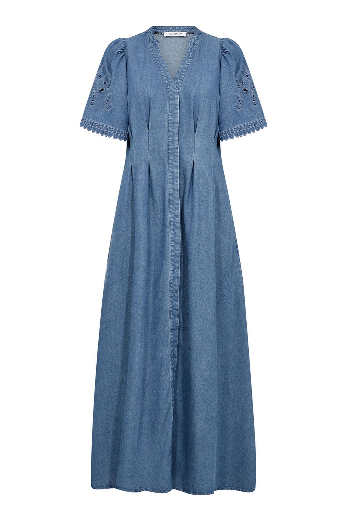 TillyCC Emb Pleat Dress 552-Denimblå - 46036
