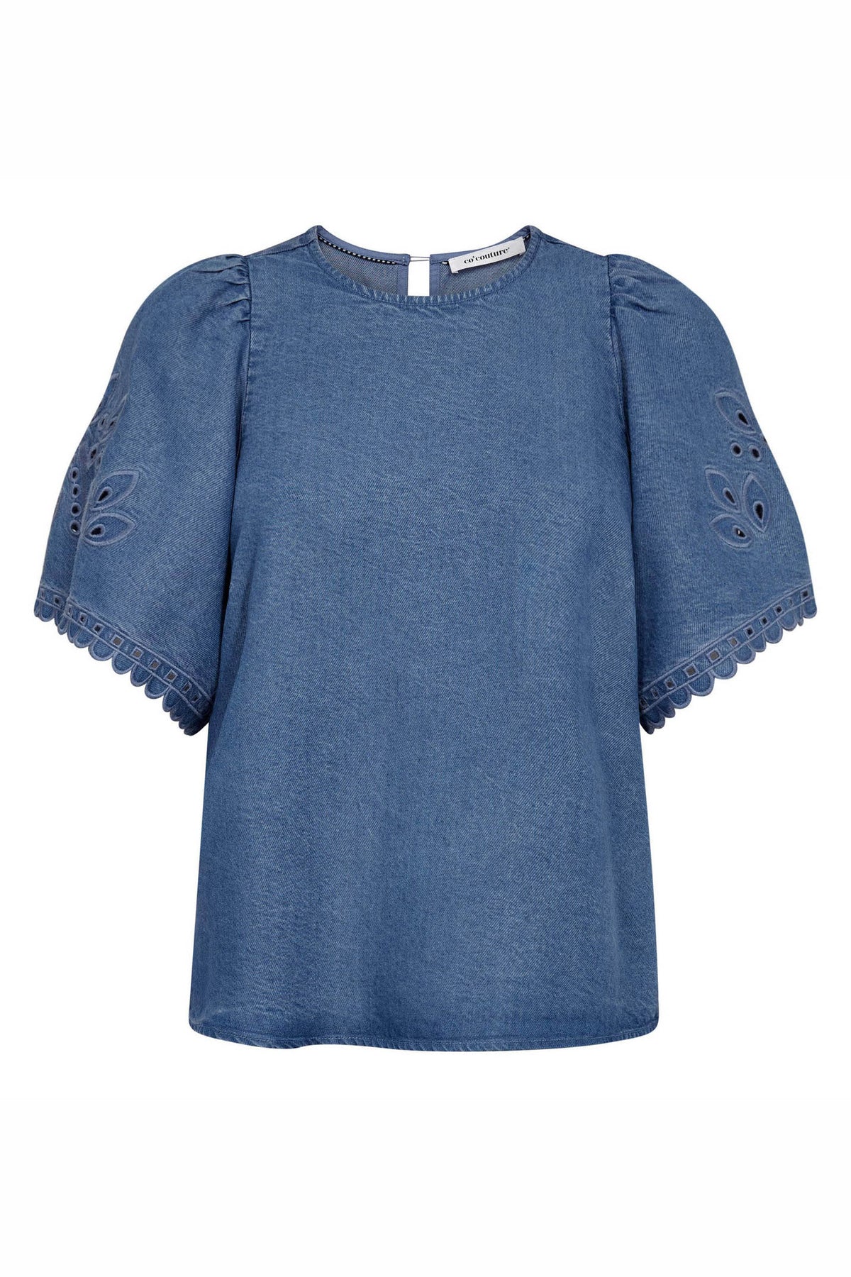 TillyCC Emb SS Blouse 552-Denim blue - 45057