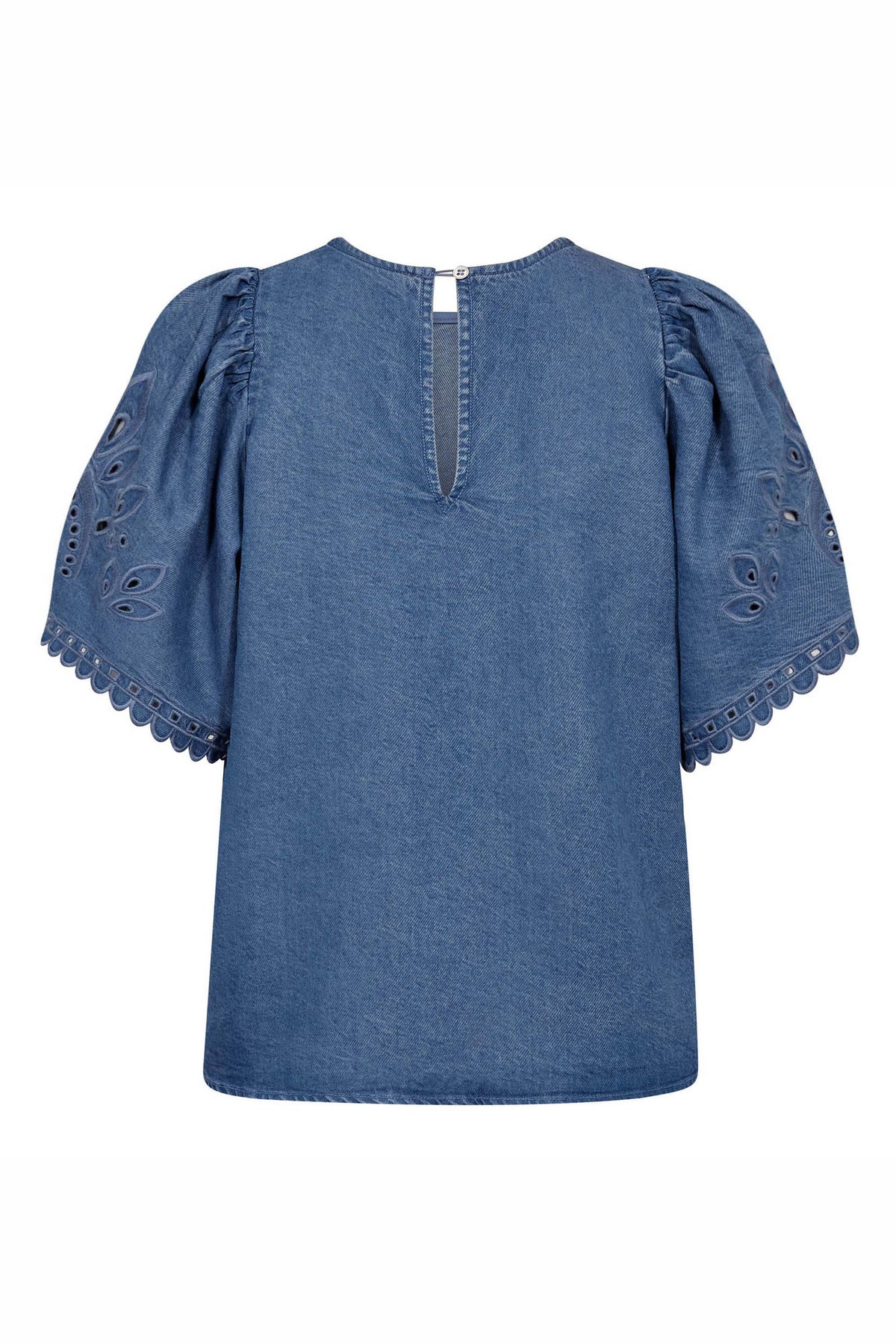 TillyCC Emb SS Blouse 552-Denim blue - 45057