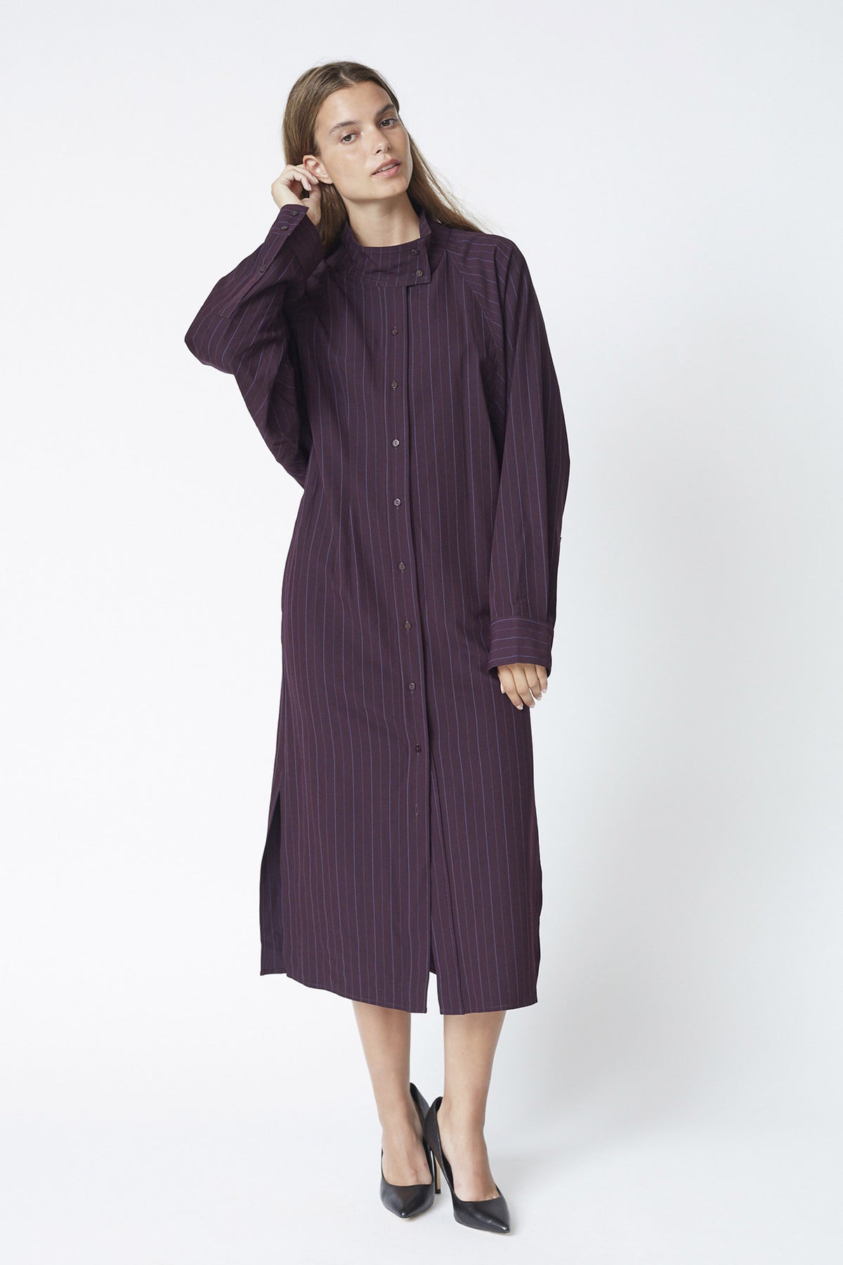 TrinnyCC Stripe Batwing Dress 67-Plum - 46011