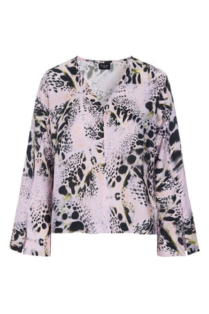 Tsuki blus med v-ringning KALEIDOSCOPE ORCHID - 262-2470-5712