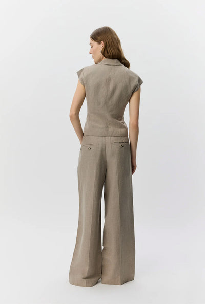 Izrasw Linen Mix Trousers Dark Sand - S262236 Thumbnail