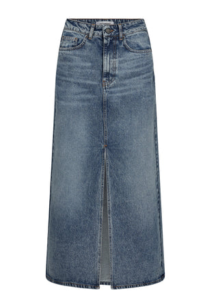 VikaCC Slit Denim Skirt 552-Denim blue 34042