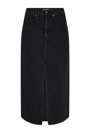 VikaCC Slit Denim Skirt Black 34042