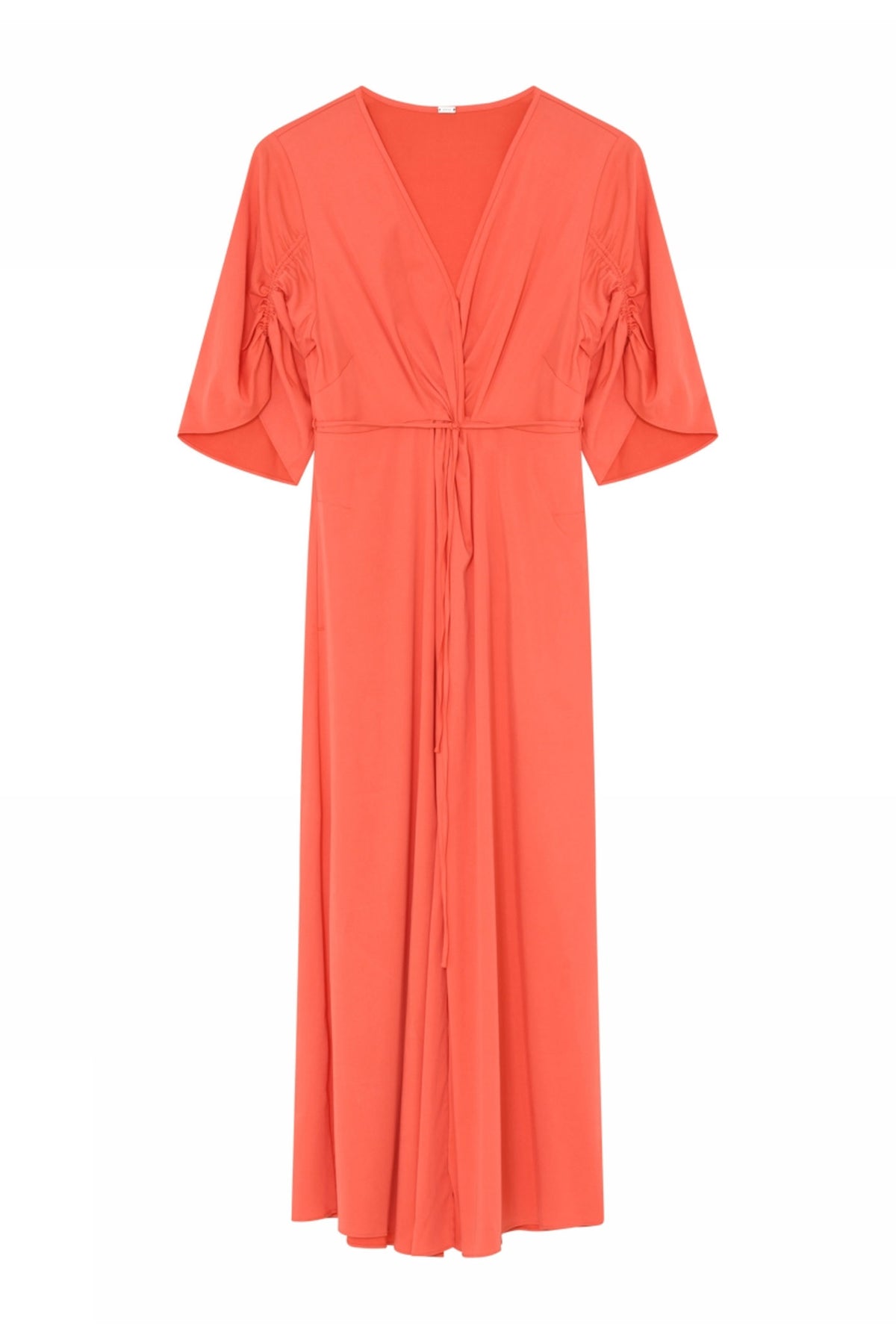 Vilja, lång klänning 5661-Hot Coral - 61511/7630