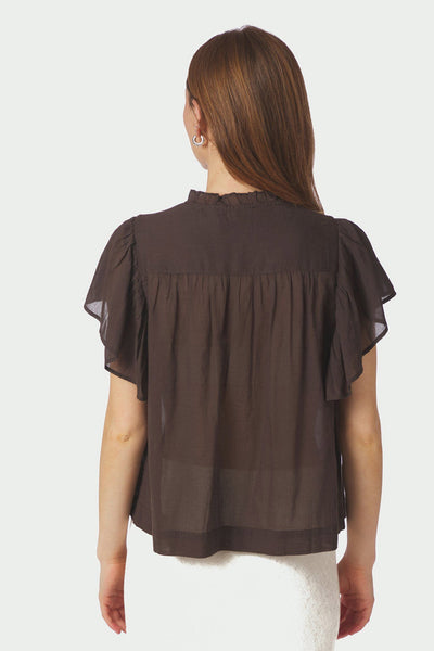 Vinsa S Voile Top Dark brown - 169039 Thumbnail