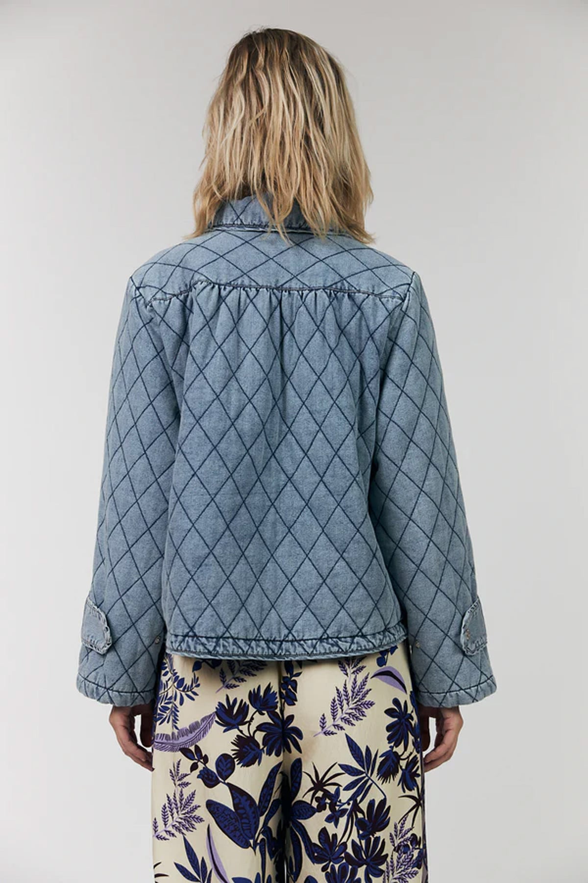 Violall Quilted Jacket Ls Washed Denim - 26119-6002
