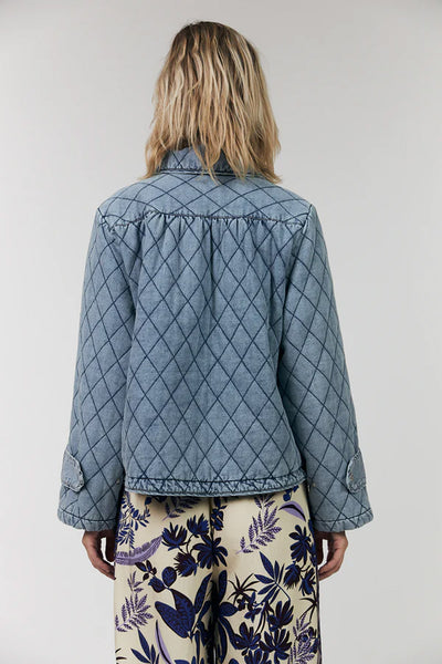 Violall Quilted Jacket Ls Washed Denim - 26119-6002 Thumbnail
