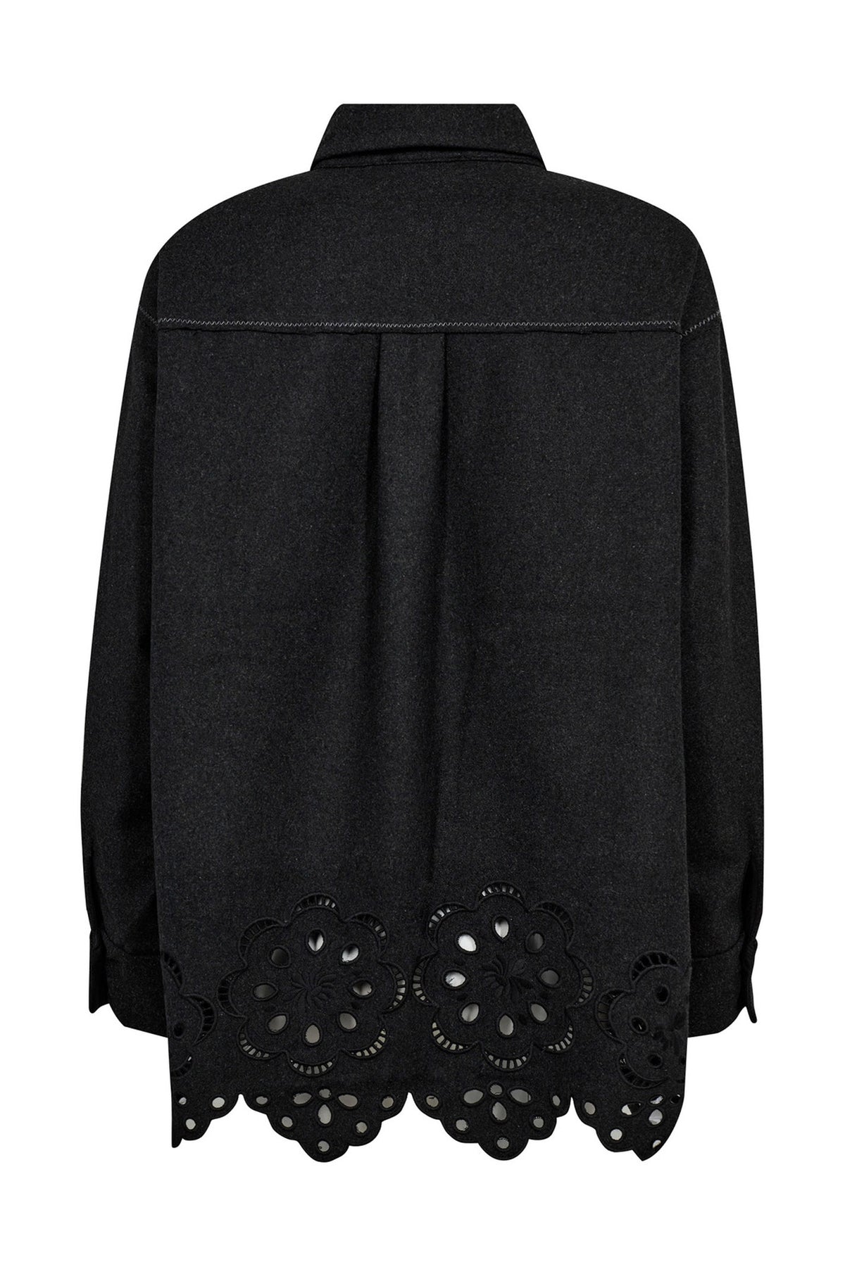 WarrenCC Wool Embroidery Shirt 140-Mörkgrå - 35151