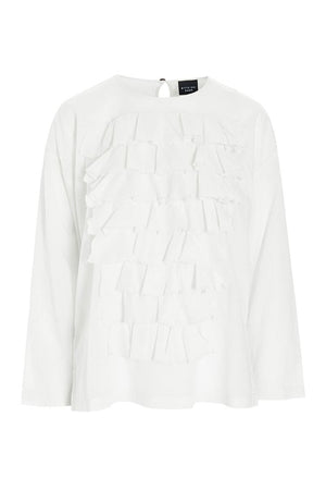 Washi voile-blus med volanger LILY WHITE - 257-2357-5428