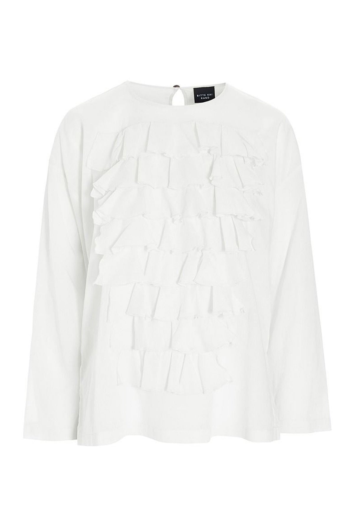 Washi voile-blus med volanger LILY WHITE - 257-2357-5428