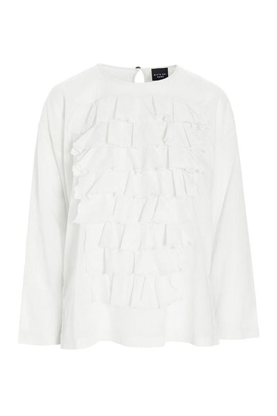 Washi voile-blus med volanger LILY WHITE - 257-2357-5428 Thumbnail