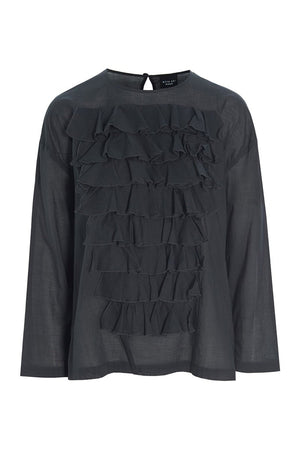 Washi voile-blus med volanger Pirate Black - 257-2357-5428