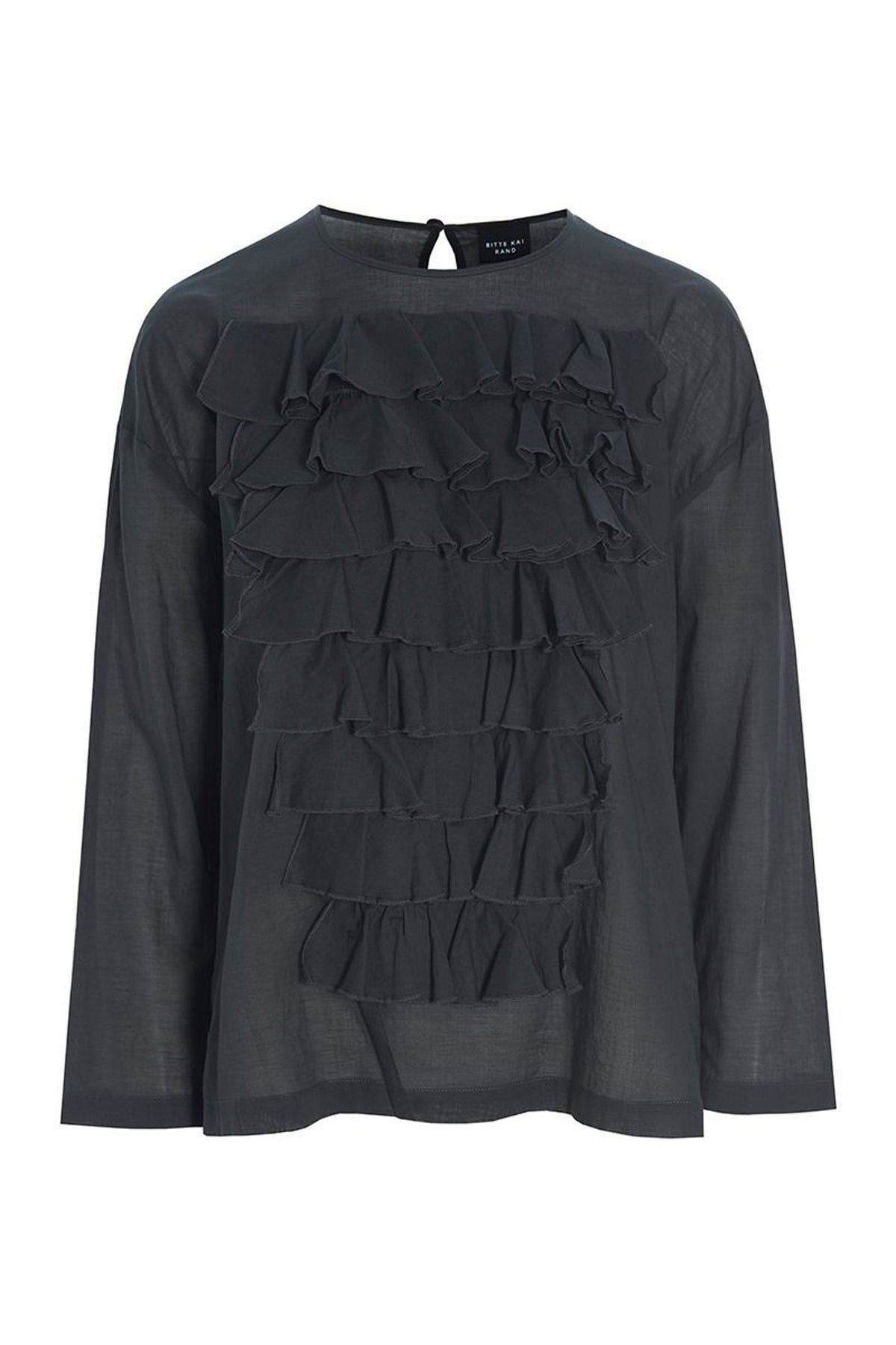 Washi voile-blus med volanger Pirate Black - 257-2357-5428