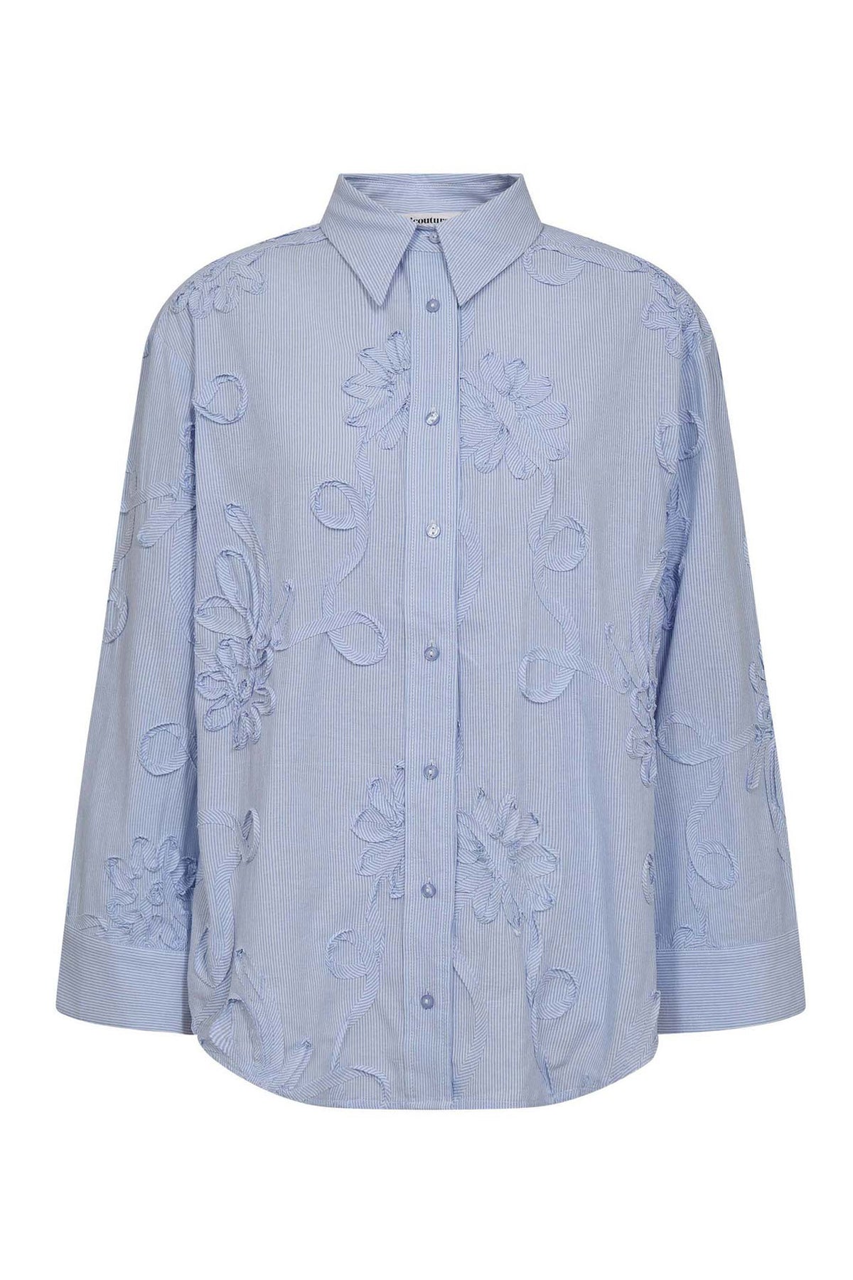 XavierCC Stripe Flower Shirt 23-Pale Blue - 45040