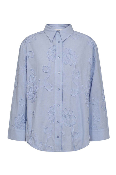XavierCC Stripe Flower Shirt 23-Pale Blue - 45040 Thumbnail