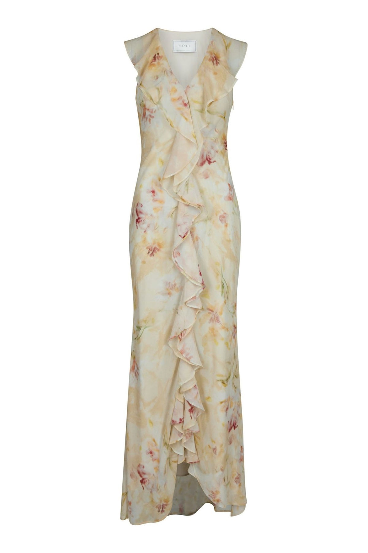 Zella Chiffon Print Dress Dusty Yellow - 167616