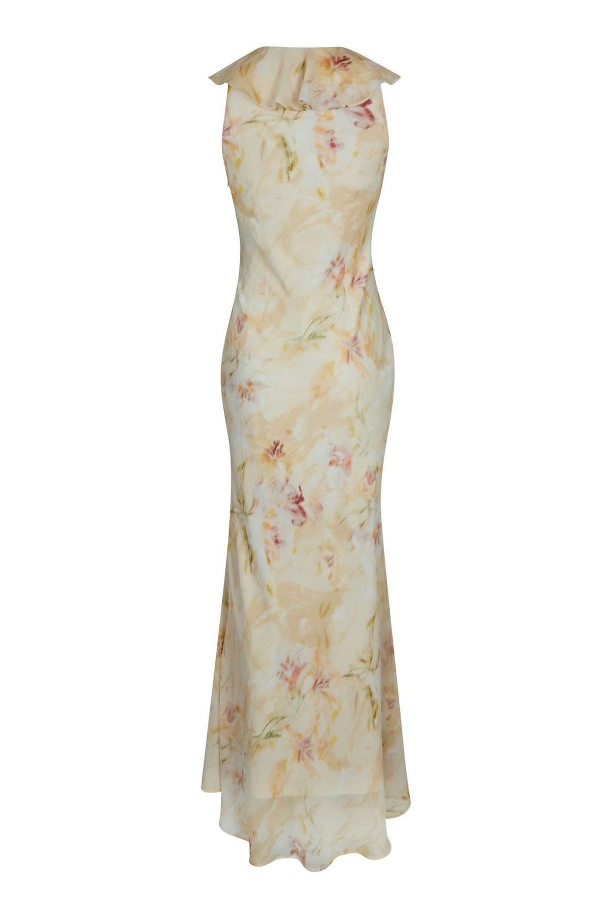 Zella Chiffon Print Dress Dusty Yellow - 167616