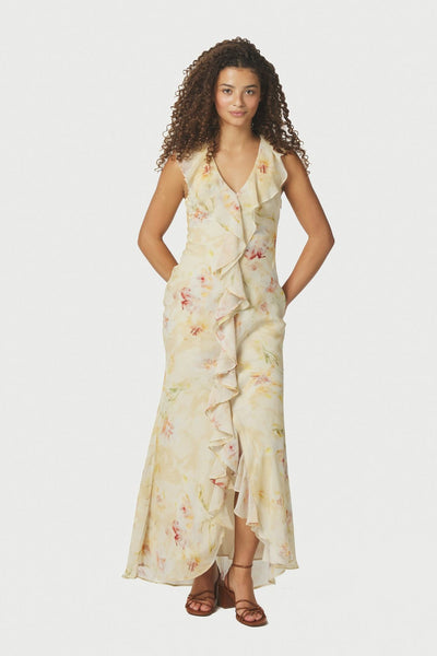 Zella Chiffon Print Dress Dusty Yellow - 167616 Thumbnail