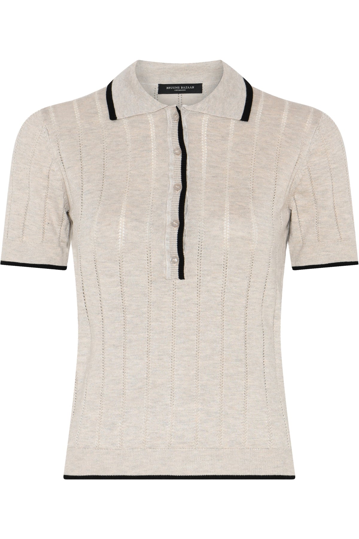 Anemonebbvalnenzia stickad piké Sand melange - BBW5020