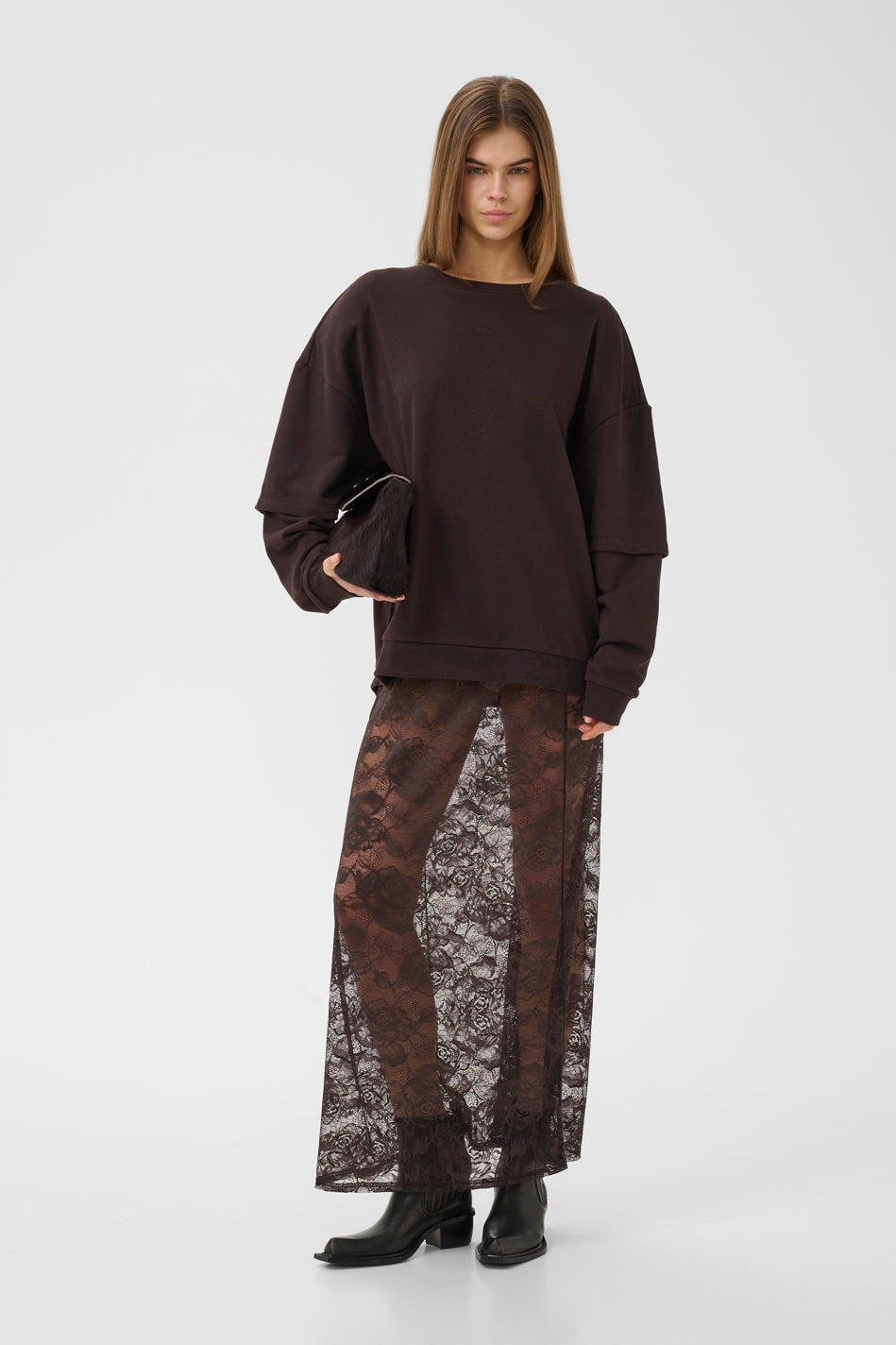 GZgilsa sweatshirt med lager-på-lager-effekt Ganache - 191018 - 10911484