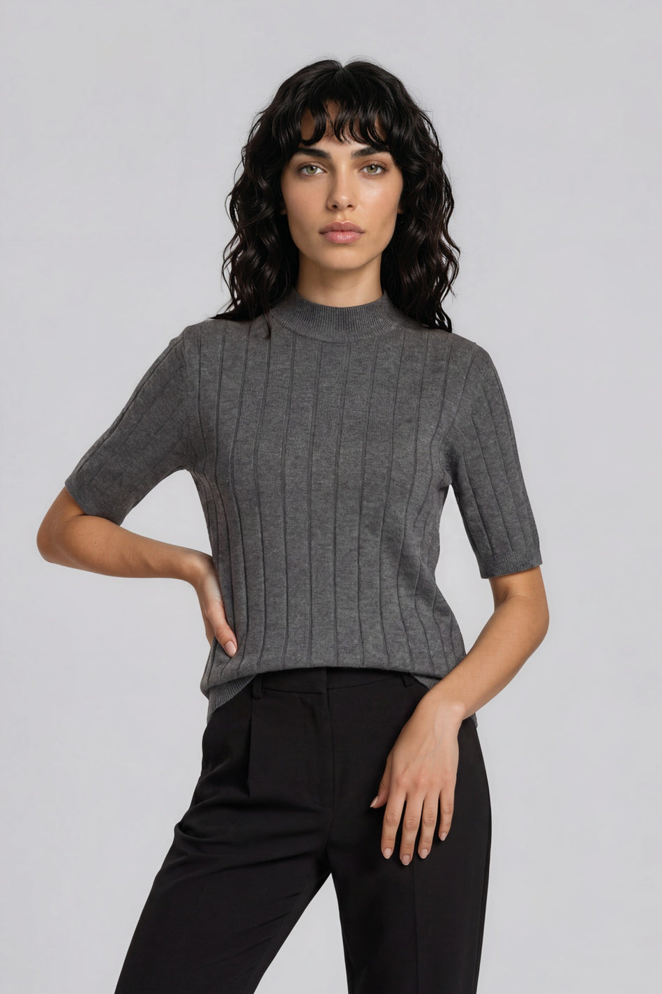 AnemoneBBGlady stickad Grey mel - BBW4059