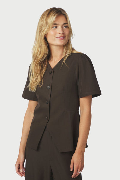 Jules Structure Blouse Mörkbrun - 165065 Thumbnail